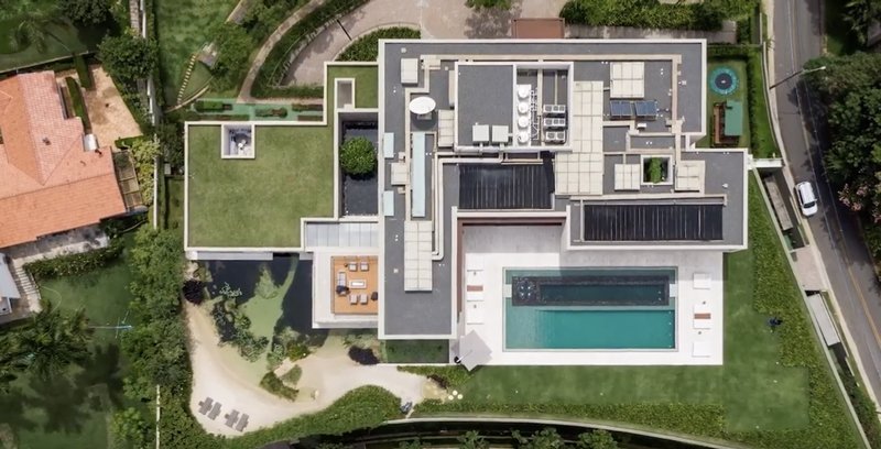 villa moderne, vue à vol d'oiseau